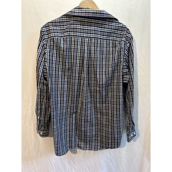 Duluth Trading Wrinkle Fighter Button Shirt Blue Cotton Oxford Plaid Men's Large - Picture 4 of 6
